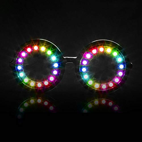 GloFX Programmable LED Glasses - 350 Full Color Modes - USB Rechargeable Light Up Glasses for Edm Music Festival Rave Party Dance Performance Cosplay Costume