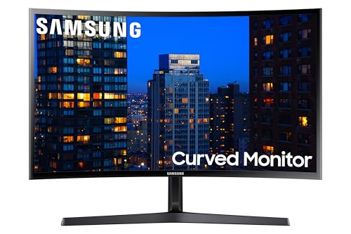 SAMSUNG 27' CF39 Series FHD 1080p Curved Computer Monitor, Ultra Slim Design, AMD FreeSync, 4ms response, HDMI, DisplayPort, VESA Compatible, Wide Viewing Angle, LC27F398FWNXZA, Black