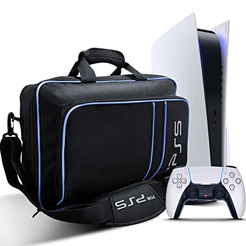 Carrying Case for PS5, Travel Bag Storage Case Compatible with Play Station 5 Console Disc/Digital Edition, Protective Shoulder Bag for PS5 Console, Controllers, Game Cards, HDMI and Accessories Case
