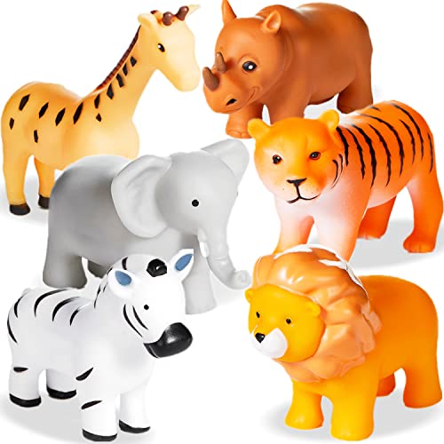 XY-WQ Mold Free Bath Toys No Hole, for Infants 6-12& Toddlers 1-3, No Hole No Mold Bathtub Toys (Animal, 6 Pcs with Mesh Bag)
