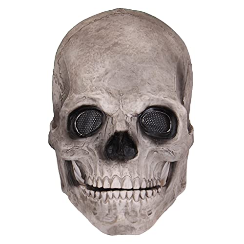 Skull Mask with Movable Jaw Realistic Human Full Head Skeleton Mask Helmet (Grey)