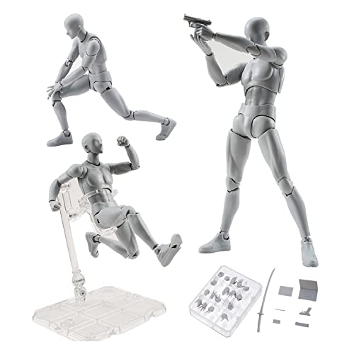 Artists Manikin Action Figure Drawing Model,Figure Model for Sketching, Painting, Drawing, Human Mannequin Body Kun Doll Male Action Figure DX Set (Grey,Male)