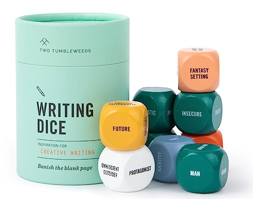 Two Tumbleweeds Writing Dice - Creative Writing Game for Adults, Writers & Teachers - Set of 9 Dice for Story Inspiration - Gifts for Writers - 1+ Players