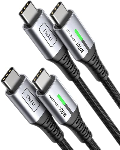 INIU USB C to USB C Cable, (6ft, 2-Pack) 100W USB C to C Fast Charging Cable, Braided Type C Charger Cable USB C Cord for iPhone 15 Pro Max Samsung Galaxy S21 S10 S9 Note 10 MacBook iPad Kindle etc.