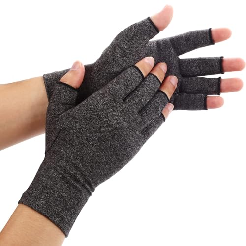 Duerer Arthritis Compression Gloves for Women and Men for RSI, Carpal Tunnel, Rheumatoid, Tendonitis, Open Fingers Gloves for Computer Typing and Daily Work (Black, S)