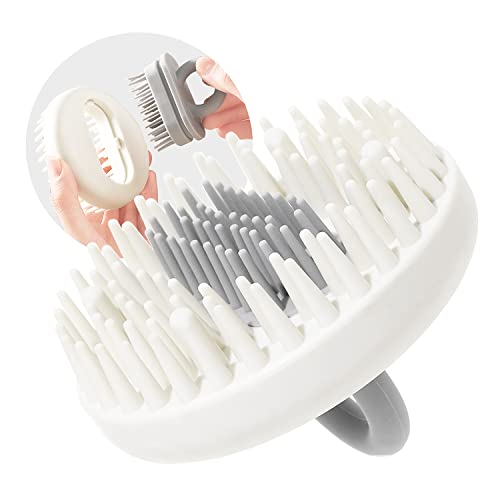 HONOMA Hair Scalp Massager Shampoo Scrubber Brush,Rubber Grip Wet & Dry Scalp Shower Massage Brush,Soft Bristles Care for All Hair Types Exfoliate and Remove Dandruff (Grey)