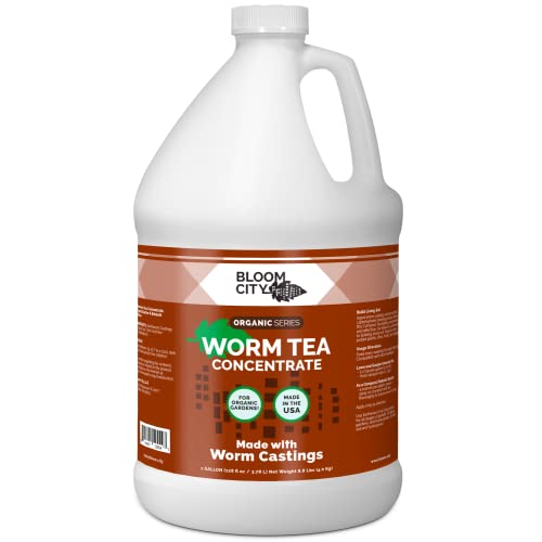 Organic Earthworm Tea Concentrate and Compost and Bokashi Booster by Bloom City, Gallon(128 oz)