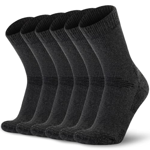 Time May Tell Mens and Womens Merino Wool Hiking Cushioning Socks For Outdoor Wool-Socks-For-Men 3 Pack (Dark gray(3 Pairs) US Size 9~13