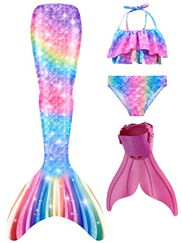 Superband Mermaid Tails with Mono Fin Sparkle Mermaid Swimsuit for Kids Girls Boys,5-6 Years