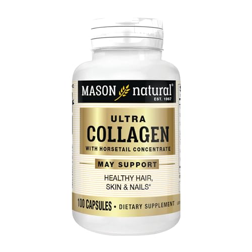 MASON NATURAL, Ultra Collagen Beauty Formula Capsules, 100-Count Bottle, Dietary Supplement Made with 100% Pure Collagen Supports Healthy, Flexible and Strong Skin and Tissue