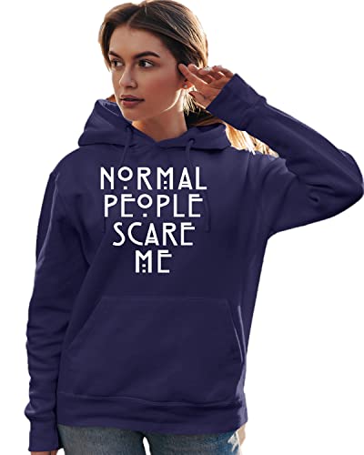 Go All Out Small Purple Mens Normal People Scare Me Sweatshirt Hoodie