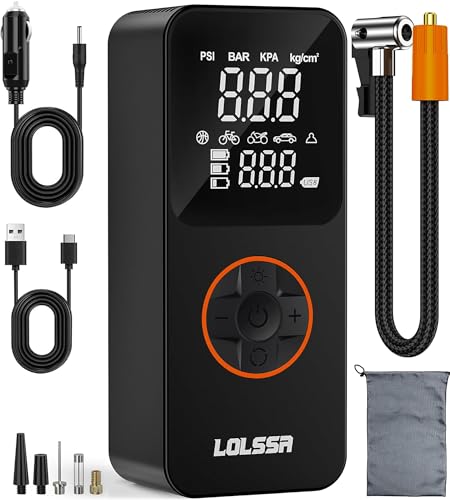 Tire Inflator Portable Air Compressor-Air Pump 20000mAh & 150PSI Cordless Electric for Car, Motorcycle, Bike, Ball, with Tire Gauge Pressure, Dual-Use Type (Black)