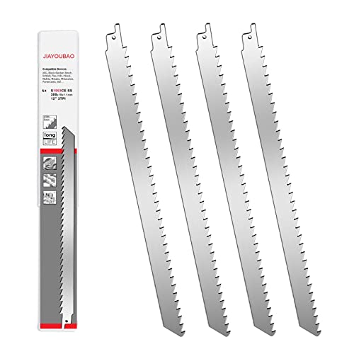 JIAYOUBAO 12' Stainless Steel Reciprocating Saw Blades for Meat Cutting 3TPI Unpainted Saw Blade Kit for Turkey, Frozen Meat, Ice Cubes, Sheep, Cured Ham, Beef, Bone, Wood Pruning