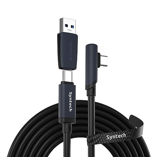 Syntech Link Cable Compatible with Meta/Oculus Quest 3/Quest 2 Accessories and PC/Steam VR, 16FT Upgraded Type C Cable with USB 3.0 Adapter, High Speed Data Transfer Cord for VR Headset Black