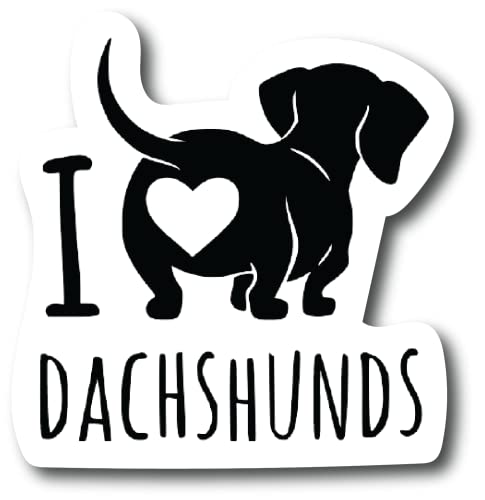 2 Pack Dachshund Decal Sticker- I Love My Dachshund- Cute Wiener Dog4.5 Inch Vinyl for Car Truck Laptop Wall |PS763|