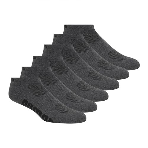 PUMA mens 6 Pack Low Cut workout and training socks, Grey W/ Black, 10 13 US