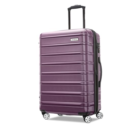 Samsonite Omni 2 Hardside Expandable Luggage with Spinners, Purple, Checked-Medium 24-Inch