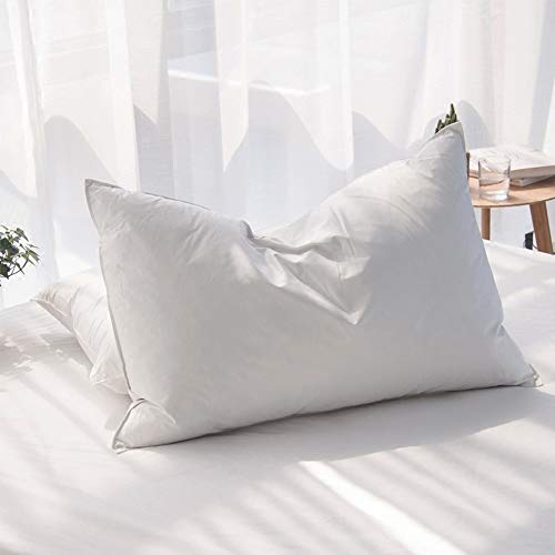 AIKOFUL Luxury Goose Feathers Down Pillow for Sleeping,Hotel Collection Queen Size Soft Bed Pillow,Organic Percale Cover(Queen,Pack of 1)