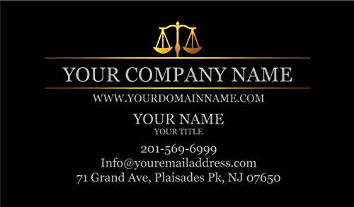 Attorney Law Office Business Cards 500 pcs Full color - Law Symbol with Two Sunny Lines on Black Background, 16pt Paper (129 lbs. 350gsm-Thick paper), (Black)