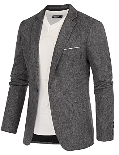 Men's Business Suit Blazer Jackets Notch Lapel Sport Coat One Button L Charcoal Gray