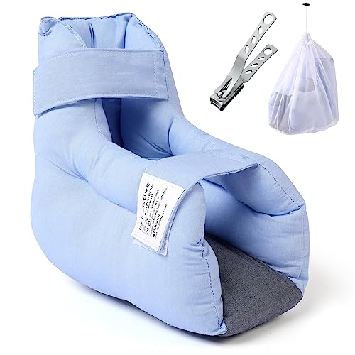EZ Assistive Heel Protectors for Pressure Bed Sores, Heel Cushions for Heel Pain Relief, Foot Pillow for Bedridden Patients Supplies with 1 PC Nail Clippers and Laundry Bag