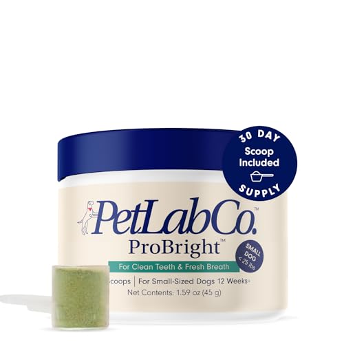 PetLab Co. ProBright Dental Powder - Dog Breath Freshener - Teeth Cleaning Made Easy – Targets Tartar & Bad Breath - Formulated for Small Dogs