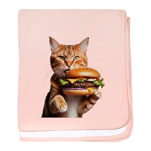 CafePress Junk Food Lover Foodie Hamburger Funny Cat Baby Blanket, Super Soft Newborn Swaddle