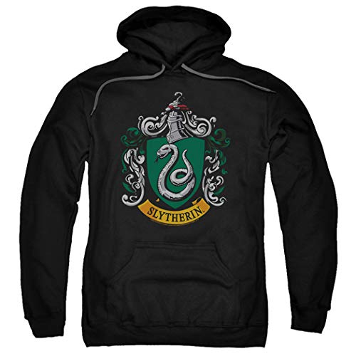Harry Potter Slytherin Logo Pull-Over Hoodie Sweatshirt & Stickers (Large)