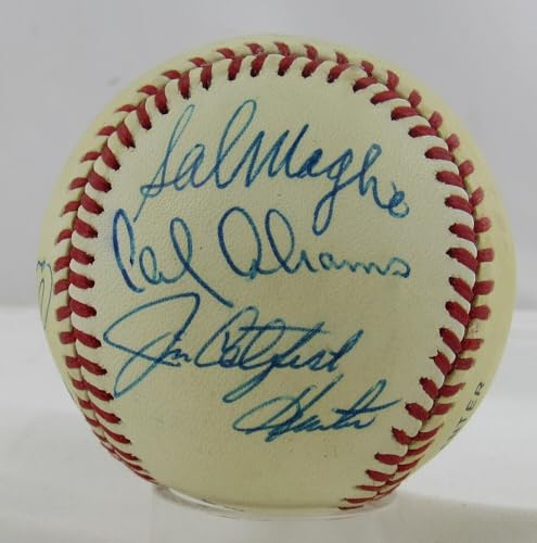 Carl Furillo Sal Maglie Cal Abrams Jim Catfish Hunter Signed Auto Autograph Rawlings Baseball JSA AQ68321