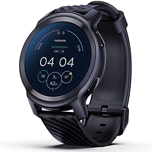 Motorola Moto Watch 100 Smart Watch 42-Millimeter GPS for Men and Women,14-Day Battery,24/7 Heart Rate, SpO2, 5 ATM Water-Resistant, AOD, Compatible with Android and iPhone, Black