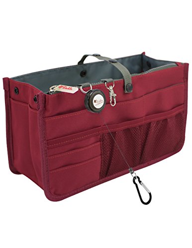 Dahlia Patented Handbag Purse Organizer Insert - STURDY Flexible, Burgundy