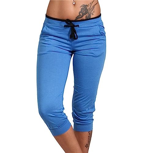 Sweatpants Women Capri Leggings for Women Lightweight Sweatpants Cropped Jogger Lounge Pants Drawstring Elastic Waisted with Pockets Todays Daily Deals of The Day Prime Today Only