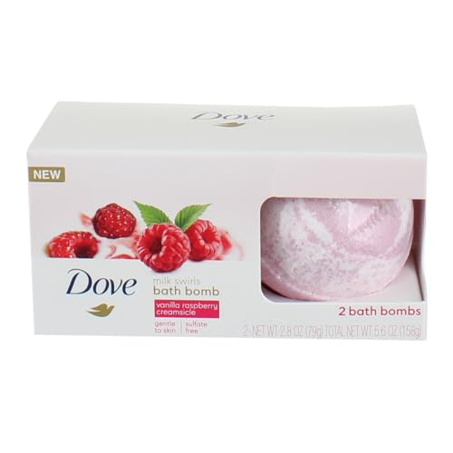 Dove Milk Swirls Vanilla Raspberry Creamsicle Bath Bombs 2.8 oz (Twin Pack)
