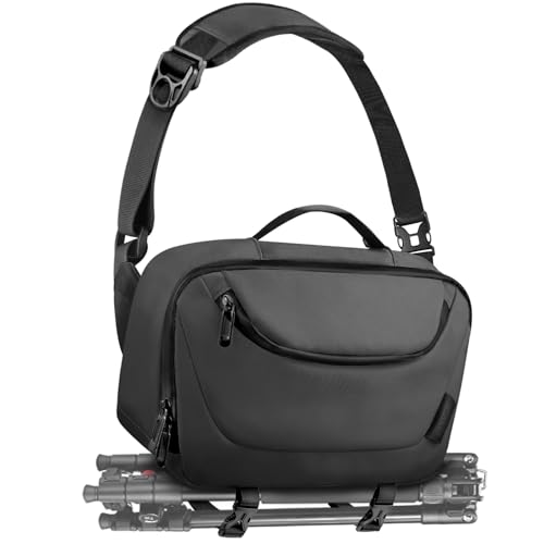 TAAOKA Camera Sling Bag,Waterproof Camera Case with Tripod Holder,DSLR/SLR/Mirrorless Camera Bags Crossbody for photographers-Black