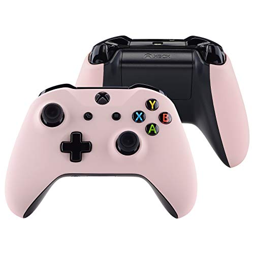 eXtremeRate Front Housing Shell + Side Rails Handles for Xbox One Controller (Model 1708), Cherry Blossoms Pink Replacement Faceplate Parts with Back Panels for Xbox One X & One S Controller