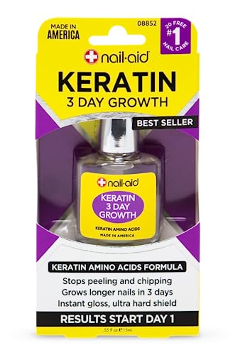 Nail-Aid Keratin 3 Day Growth Nail Treatment & Strengthener, Clear, 0.55 Fl Oz