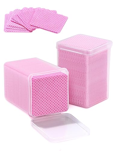 TEOYALL Lint Free Nail Wipes, 400 PCS Non-Woven Fabric Nail Cleaning Pads Pink Lash Extensions Glue Cleaning Wipes Nail Salon Supplies (400 PCS)