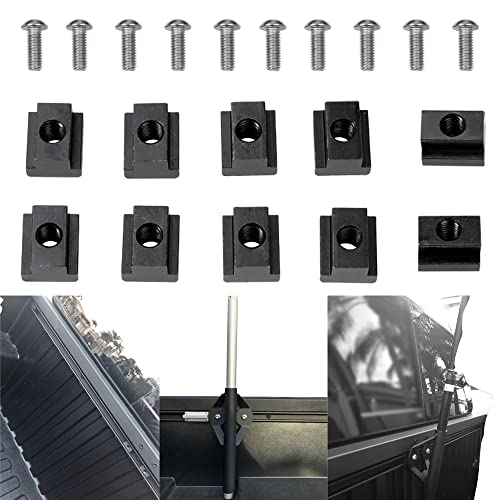 MELIPRON 10pcs T-Slot Nuts Fit for Toyota Tacoma & Tundra Pick Up Truck Bed Deck Rails 3/8'-16 Thread Bed T Slot