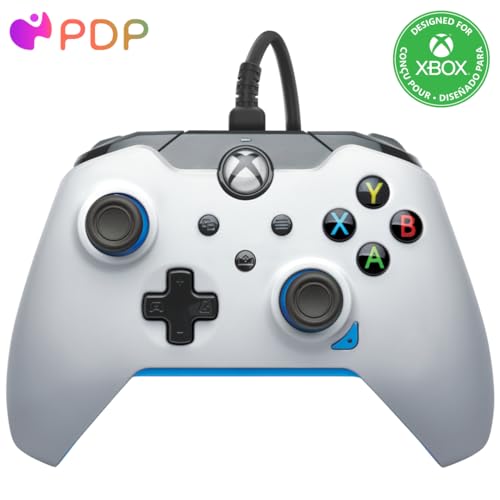 PDP Wired Xbox Game Controller - Licensed for Xbox Series X|S/Xbox One/PC, Dual Vibration Gamepad, App Supported - Ion White/Blue (Amazon Exclusive)