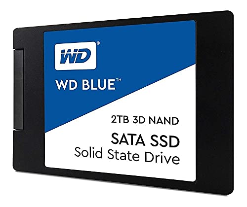Western Digital 2TB WD Blue 3D NAND Internal PC SSD - SATA III 6 Gb/s, 2.5'/7mm, Up to 560 MB/s - WDS200T2B0A, Solid State Hard Drive