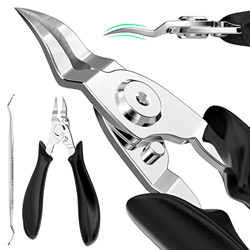 Ingrown Toenail Clippers (Upgrade), Steel Nail Clippers for Professional Podiatrist, Unique Long Handle Curved Blade Tool for Thick & Ingrown Nails, Suitable for Men, Women and Elderly-XIORRY