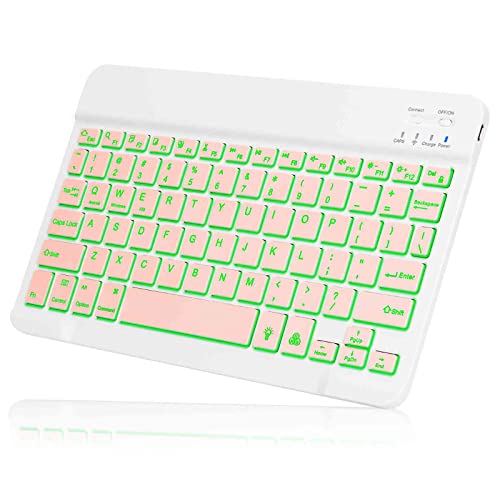 UX030 Lightweight Ergonomic Keyboard with Background RGB Light, Multi Device Slim Rechargeable Keyboard Bluetooth 5.1 and 2.4GHz Stable Connection Keyboard Compatible with Dell XPS 9305 Laptop