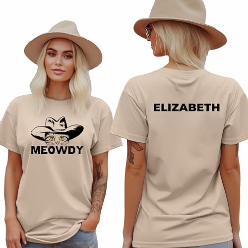 Custom Meowdy Country Music Cat Tee Cowboy Hat Vintage T-Shirt, Personalized Cat Meowdy Shirt, Western Meow and Howdy, Cats Lovers Gift White