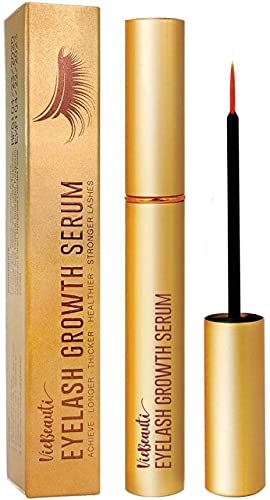 VieBeauti Premium Eyelash Serum and Eyebrow Enhancement Formula, Boosts Lash for Thicker, Fuller Looking Lashes and Eyebrows (3ML) | Gold Packaging, 0.1 Fl. Oz.