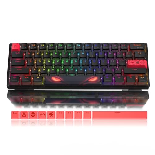 Womier 60% Percent Keyboard, WK61 Mechanical RGB Wired Gaming Keyboard, Hot-Swappable Keyboard with Black Big Eye PBT Keycaps for Windows PC Gamers - Linear Red Switch