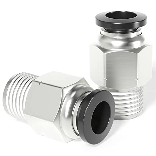TAILONZ PNEUMATIC Male Straight 1/4 Inch Tube OD x 1/8 Inch NPT Thread Push to Connect Fittings PC-1/4-N1 (Pack of 10)