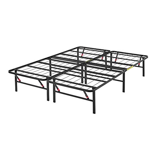 Amazon Basics Foldable Metal Platform Bed Frame with Tool Free Setup, 14 Inches High, Sturdy Steel Frame, No Box Spring Needed, Full, Black