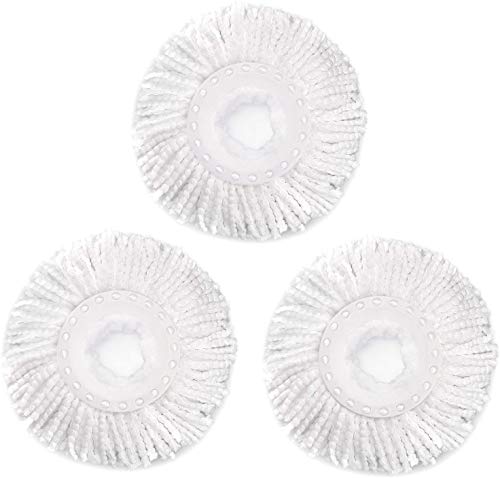 3 Pack Spin Mop Replacement Head for Hurrica, Mopnad, Cassabel and Other 360 Spin Mop Systems, Microfiber Spin Mop Refills (3pc-White)