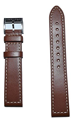 Hamilton Khaki Brown Leather Strap Band 20mm with Steel Buckle H600.704.204