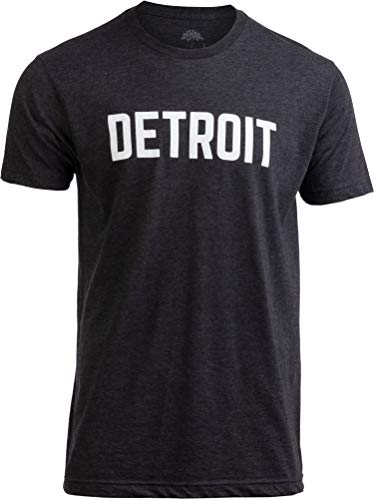 Ann Arbor T-shirt Co. Detroit | Classic Retro City Black Detroiter 313 Cool Michigan Men's or Women's Tee - Black, Large